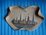 Decor - Anno Riga 1201, author's signature in mass, ceramics, 1979, 14.5x22.5 cm