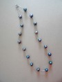 Necklace. Natural black pearls, silver, 925 purity
