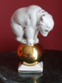 PFF Riga - Bear on a gold ball. 1960s, porcelain, gilding, 1st grade, h 11 cm