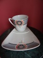RPR Riga - Coffee set. Porcelain, gilding, 1970s, plate - 20x14.5 cm; cup - h 8 cm