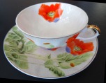 Cup with saucer. Handmade, porcelain
