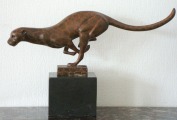 Пантера - J.B. Deposee Bronze garanti Paris, мрамор, бронза,19,5x31x7,5 см