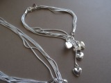 Bracelet and necklace with heart, silver, 34 yr.