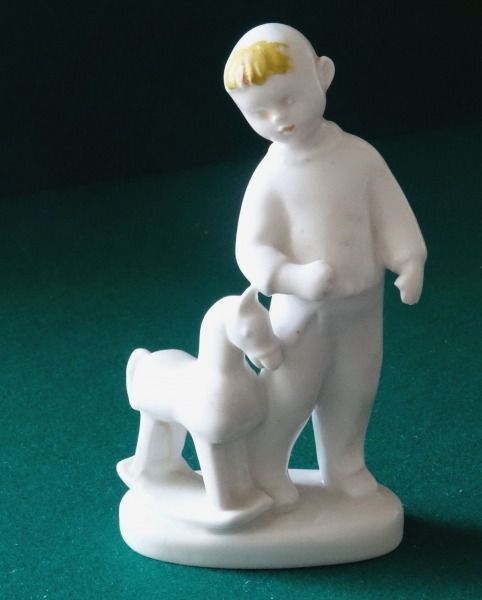 Boy with a horse. With a defect, h 12 cm