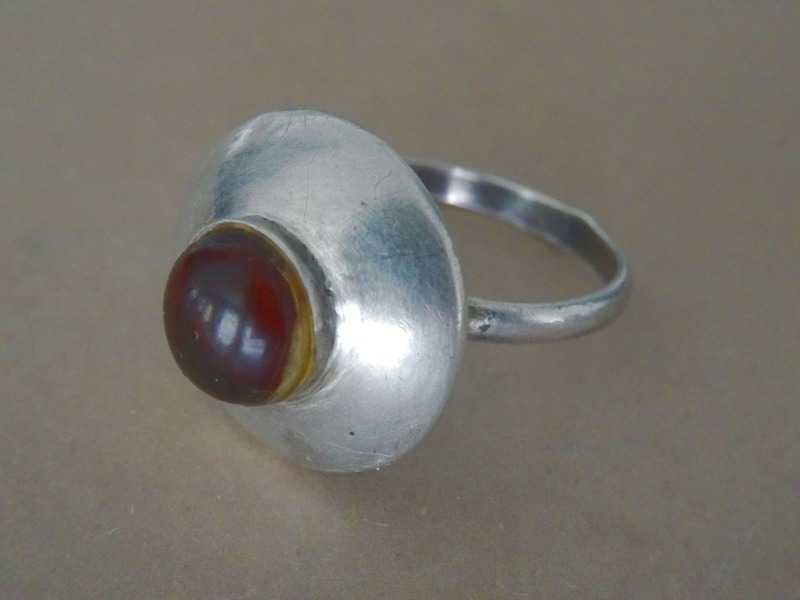 Sterling silver ring with amber, purity 925, weight 4,60. g.