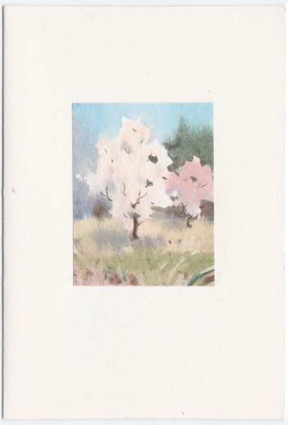 Daiļrade - Поздравительная открытка. Бумага, акварель, 6,7x4,7 см