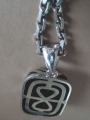 Pendant scarab with chain. Silver, enamel