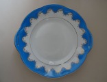 RPF - Plate with blue edge. Porcelain, 27.5x28.5 cm