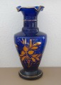 Blue glass vase, hand-painted, h 30 cm
