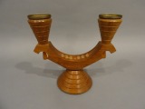 Combine Māksla - Candlestick. 1960s Wood, copper, amber, h 17 cm