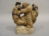 Statuete - Cīņā ar lauvu. Ziepjakmens, 13,5x10 cm