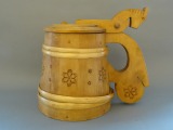 Beer mug, wood, amber, h 20.5 cm