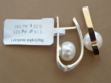 Silver earrings with pearls and gold, gold - 0.22 g, silver - 5.16 g.