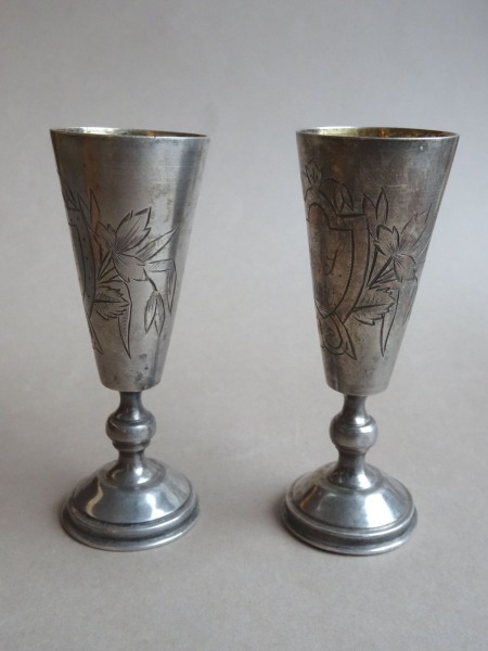 Silver Glasses, Latvia, 84 purity, 2pcs., H 8.5 cm, 61.10 g.