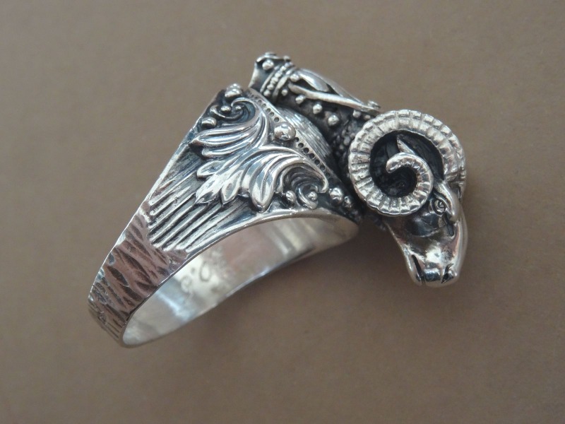 Silver aries ring . Author's work Normunds V., size 20.5 mm, weight 23 g.