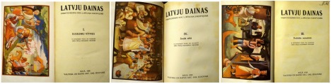 Latvju dainas 3. grāmatas, ādas vākos, ar R. Bērziņa exlibri