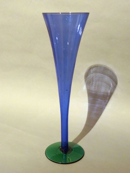 Blue glass vase, h 27.5 cm