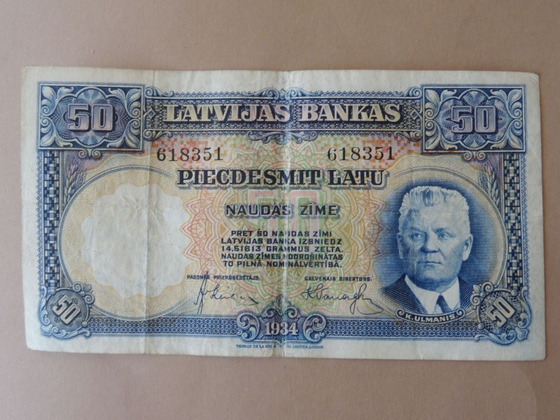 50 lats banknote. Bank of Latvia 1934