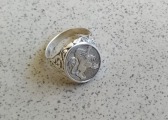 Silver ring with a lion size 20, author's work, 13 g.