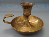 Bronze candlestick with handle, h 7 cm