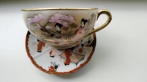 Porcelāna tasīte diametrs 12 cm ar krūzīti Japāna 19 gadsimts