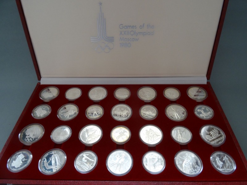 Games of the XXII Olympiad Moscow 1980. Silver coins 28 pcs., proof set