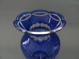Iļģuciema stikla fabrika - Zila stikla vāze, h 22,5 cm