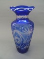 Ильгуциемский стекольный завод - Синяя ваза, гранёное стекло, h 25 см