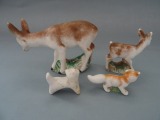 Roe deer with deer, fox, cat, biscuit porcelain