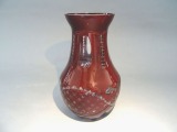 Dark red glass vase, h 15 cm