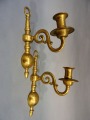 Bronze wall candlestick pair, h 23 cm