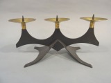 Wrought iron candlestick for 3 candles h 9 cm w 31 cm