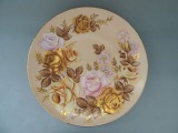 RPR - Plate with roses, porcelain, initials Г.Л., d 35 cm