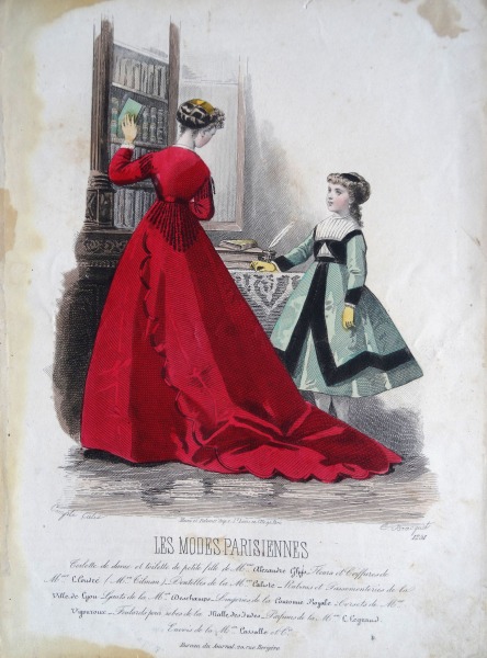 Гравюра из парижского журнала мод "Les Modes Parisiennes" конец 19 века, 27x18.5 см