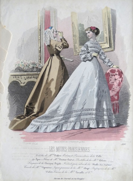 Gravīra no Parīzes modes žurnāla "Les Modes Parisiennes" 19.gs. beigas, 27x18,5 cm