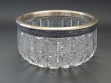 Crystal sugar bowl with silver rim, fineness 875, d 14 cm