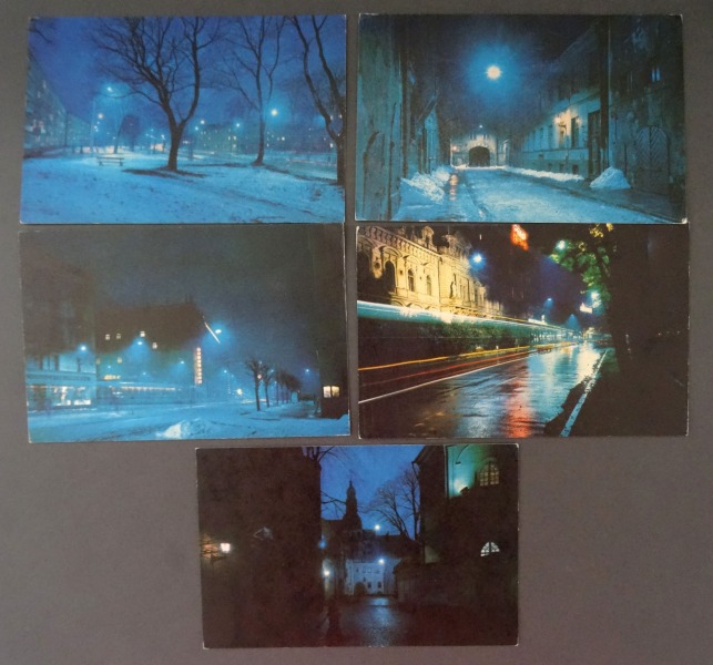 Postcards with night Riga 5 pcs.