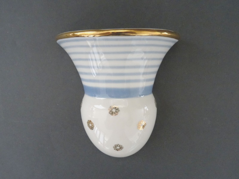 RPF - Porcelain wall vase with blue stripes h 12 cm