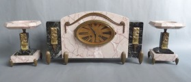 Pulkstenis. Art Deco, marmors, bronza, 24x72x13 cm