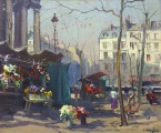Цветочный рынок перед Мадлен в Париже.
