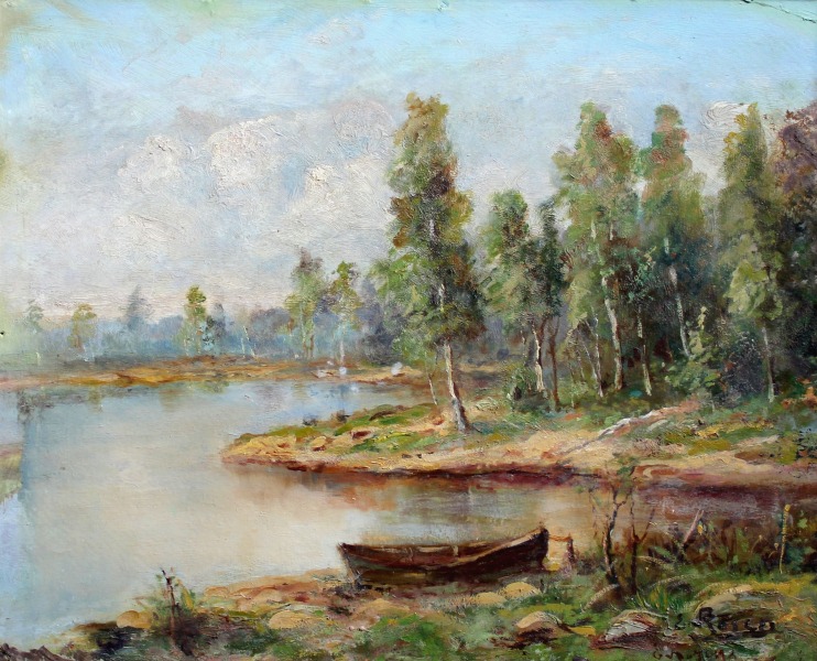 Boat on the shore of the lake