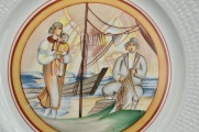 Фарфоровая тарелка по эскизу Романа Суты. Сцена из жизни рыбаков