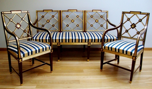 A Pair of Armchairs and Sofa, Jacob Style 